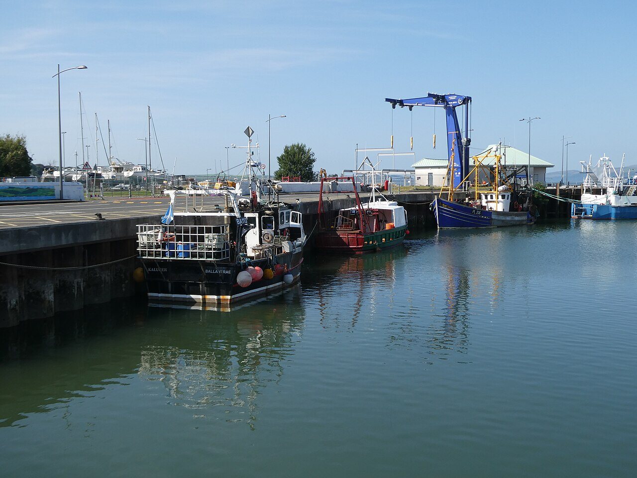 Boats in Stranraer Harbour beside Loch Ryan.