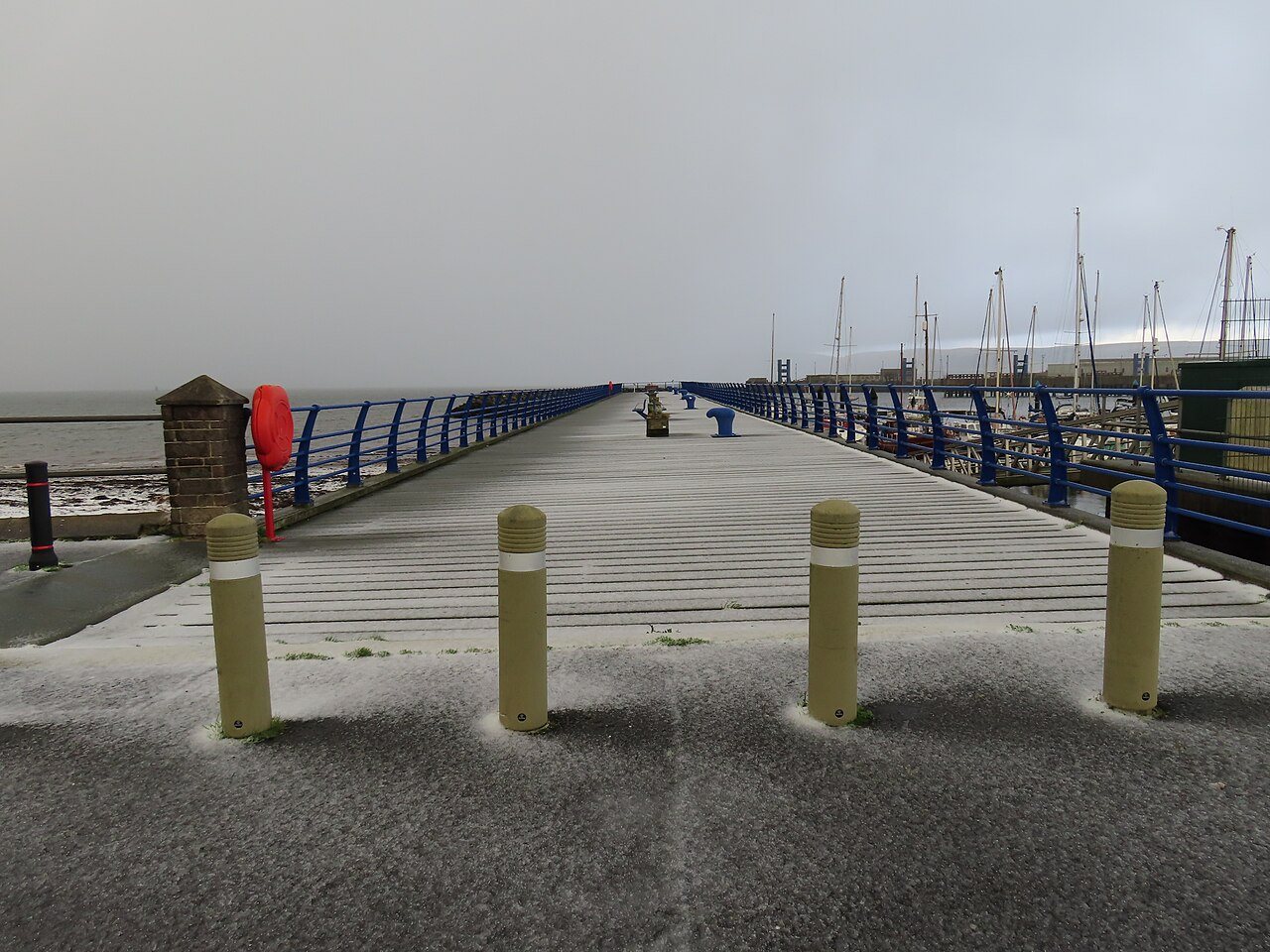 Snow on the West Pier in Stranraer.